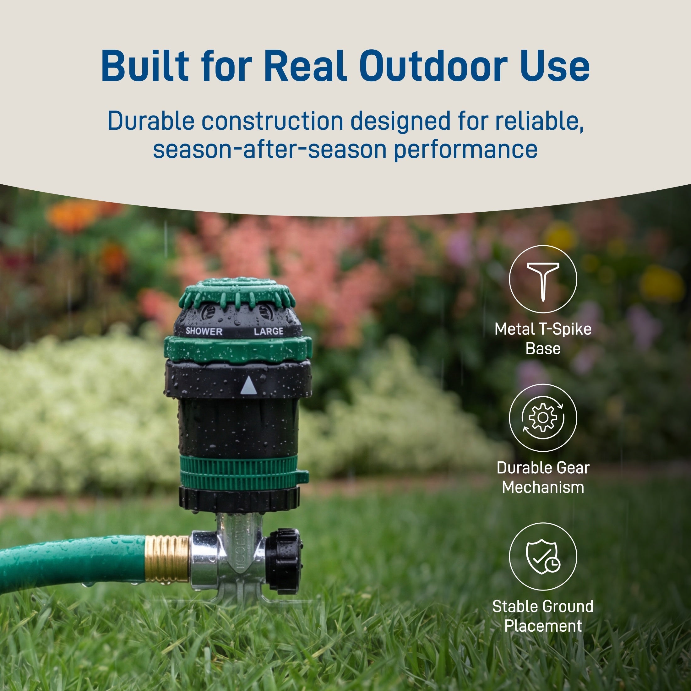 H2O-Six® Gear-Drive Sprinkler on Metal T Spike 58573
