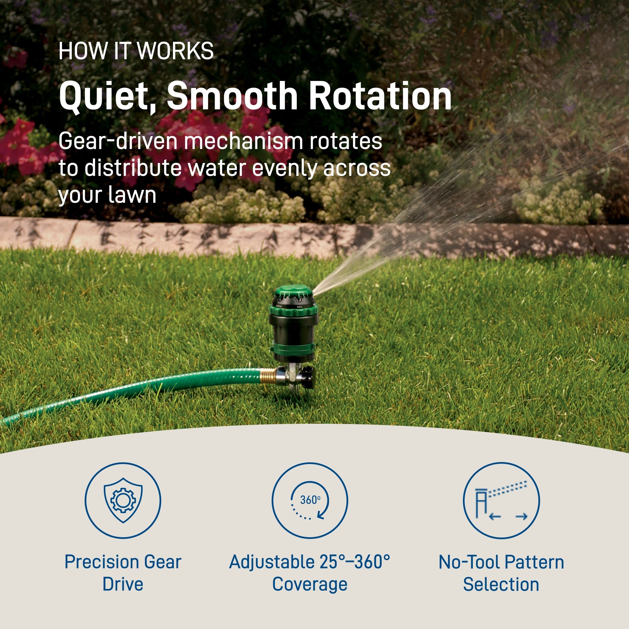 H2O-Six® Gear-Drive Sprinkler on Plastic Wheel Base 58572