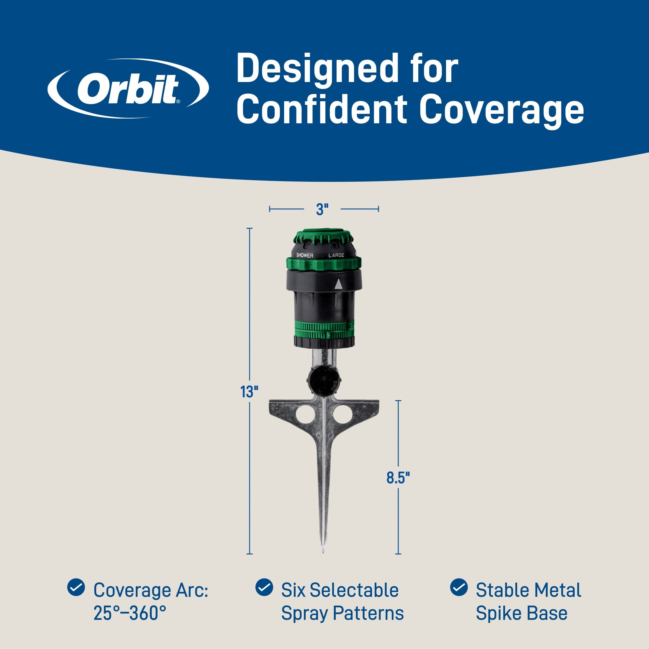 H2O-Six® Gear-Drive Sprinkler on Metal T Spike 58573