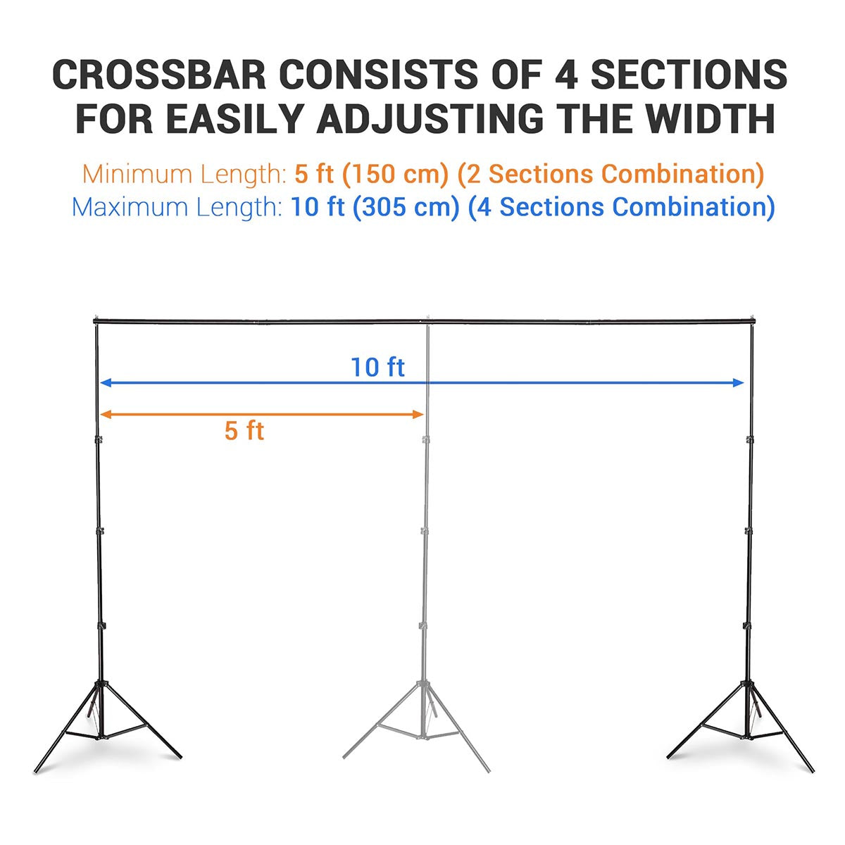Yescom 10'x 8' 6" Adjustable Photography Background Support