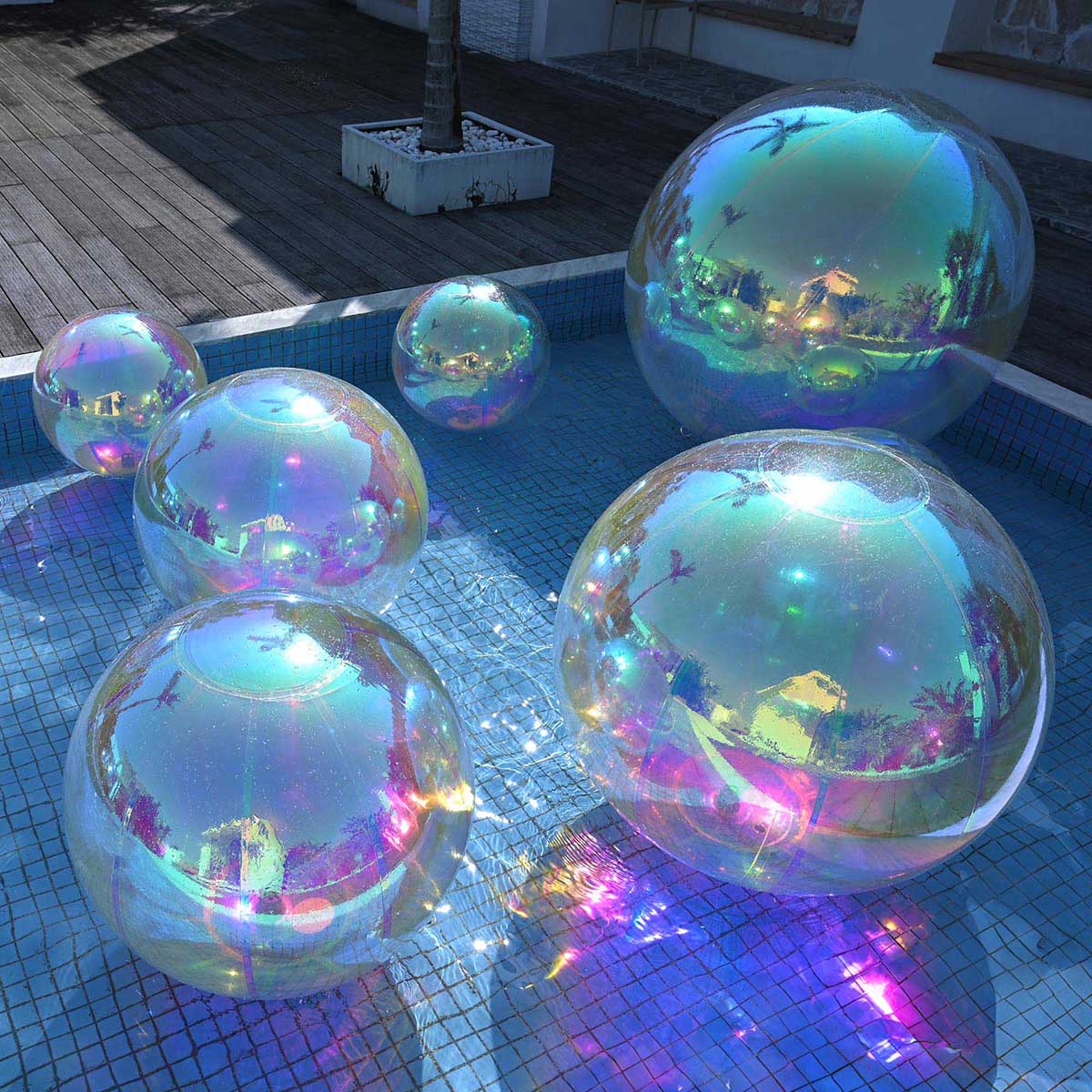 Yescom Inflatable Mirror Balloon with Iridescent, Gold, Silver, Black Options