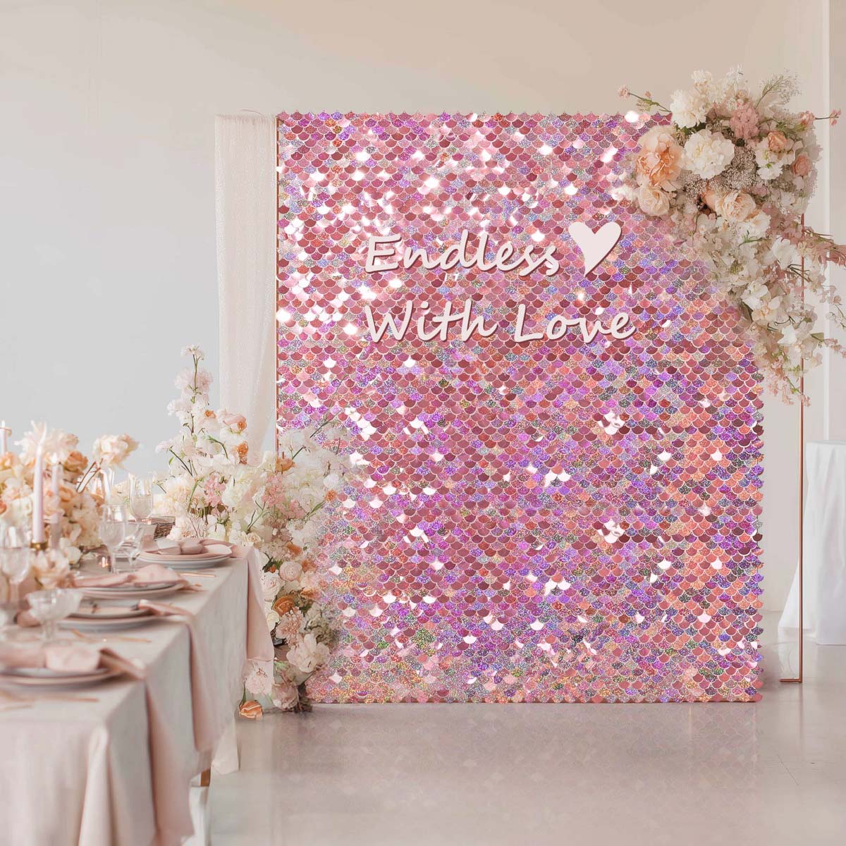 Yescom Scallop Sequin Shimmer Wall Backdrop Color Options