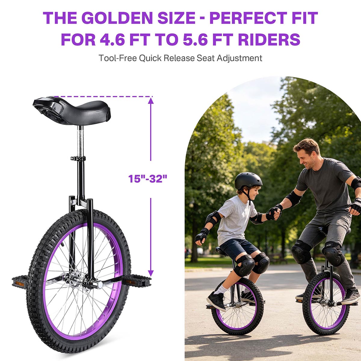 Yescom 20 inch Mountain Unicycle for Adults and Teens Municycle Purple Rim