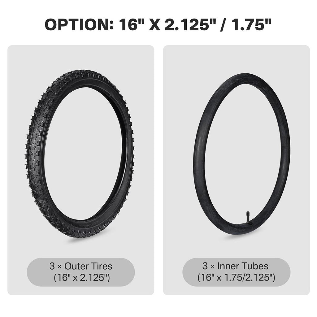 Yescom 16"-24" Opt. Bicycle Tires & Tubes 3-Pack for Trike & Unicycle