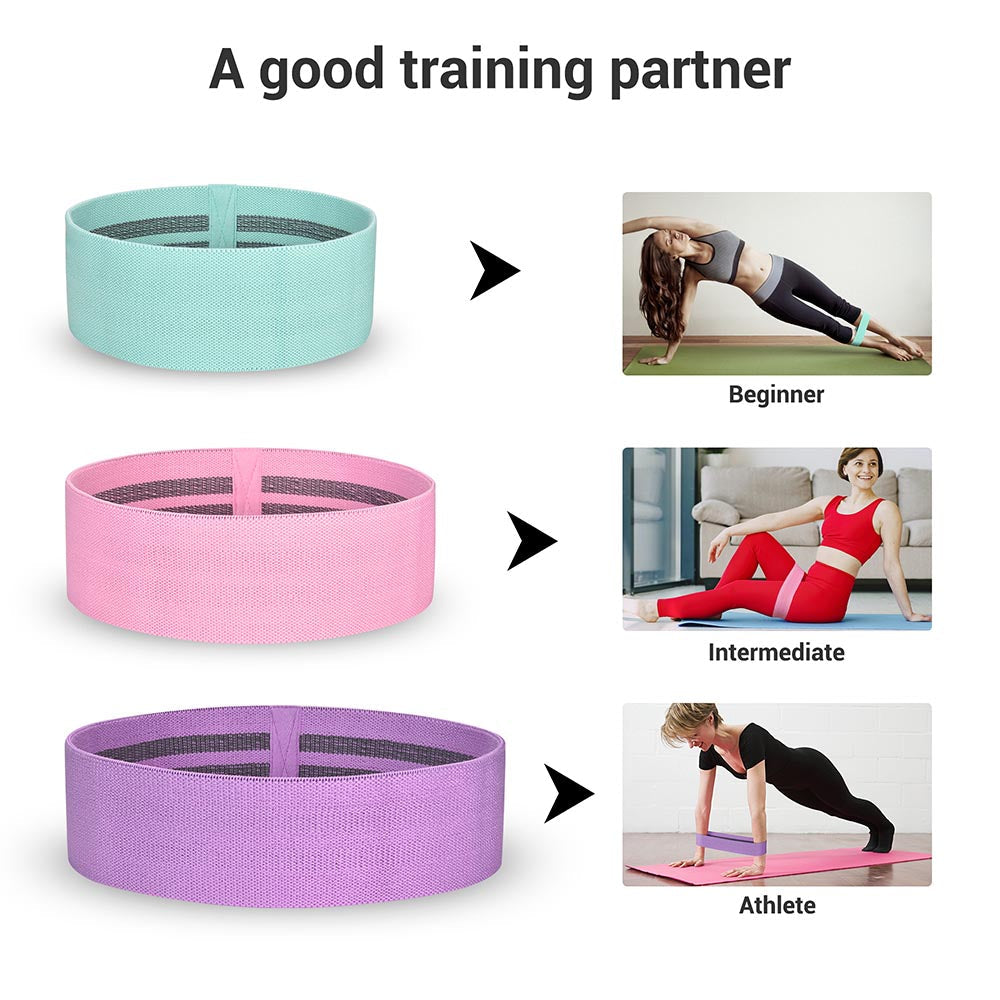 Yescom 3.15" Extra Wide Fabric Resistance Bands for Legs 3ct. (18-70lbs)