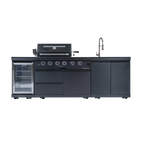NG 104" 4-Burner 72,000 BTU Black Outdoor Kitchen Island Grill Rotisserie