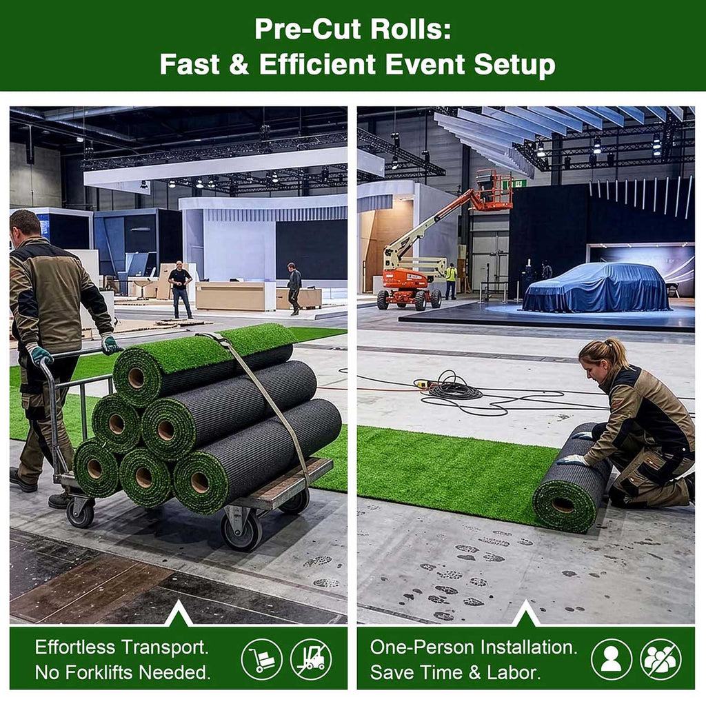 Yescom Event Turf Rolls for Pop-ups & Trade Shows High-Traffic Surface 3/8"H