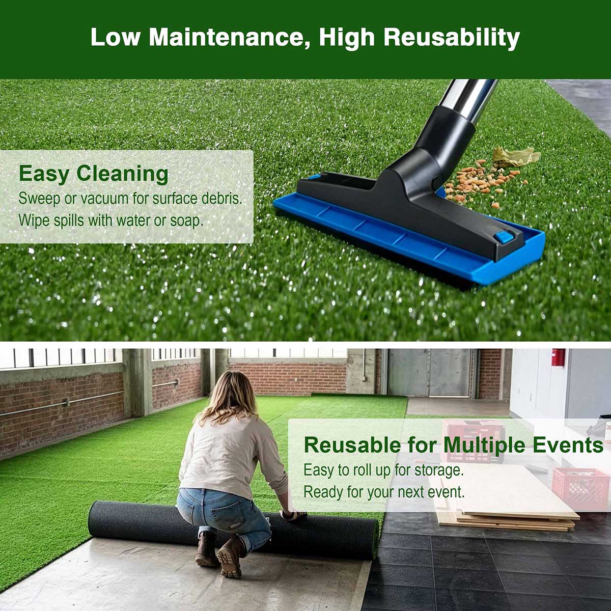Yescom Event Turf Rolls for Pop-ups & Trade Shows High-Traffic Surface 3/8"H