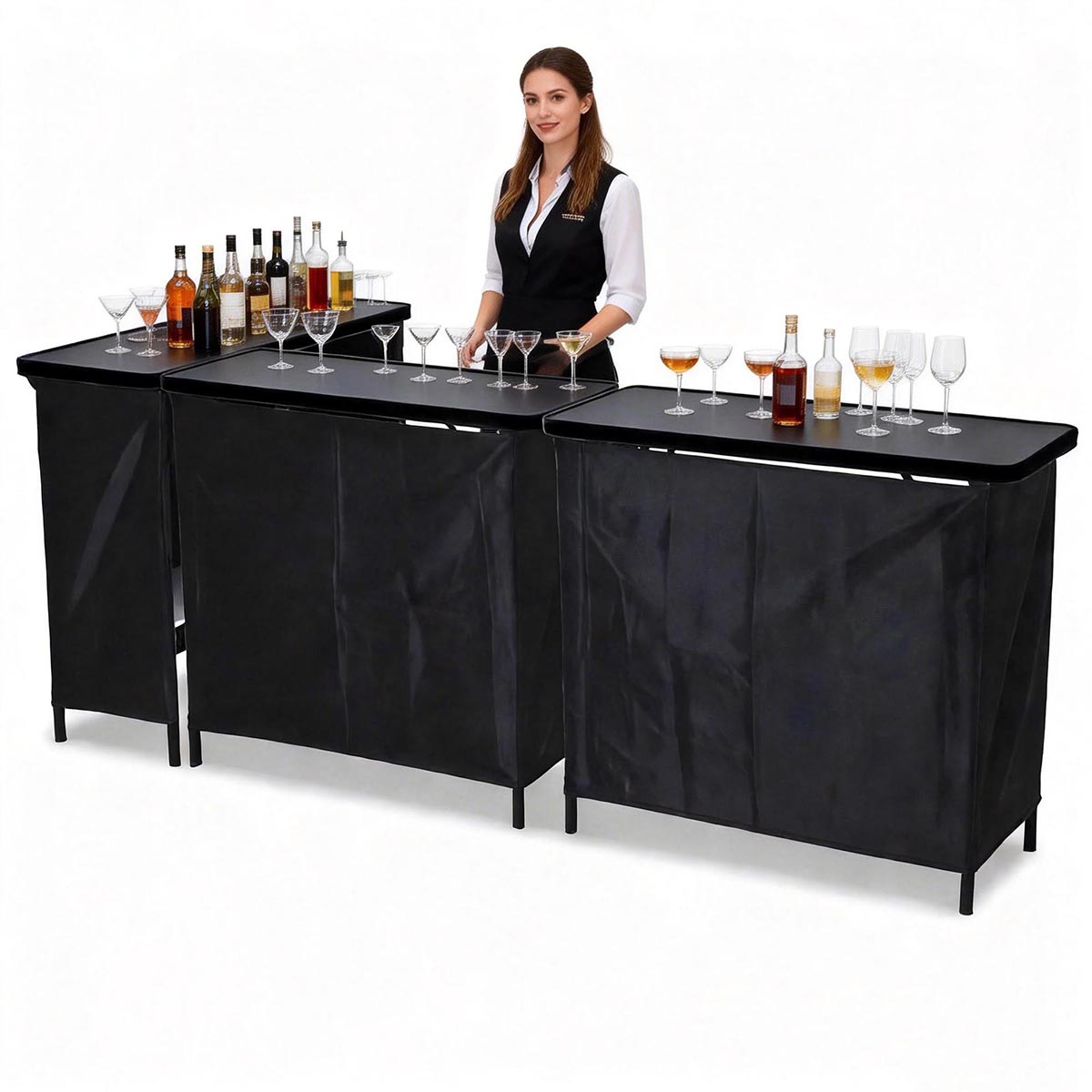 Yescom Folding Portable Bar Table with Storage Shelf