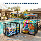 Yescom Pool Toy Storage Bin Mesh Rolling Cart - Steel