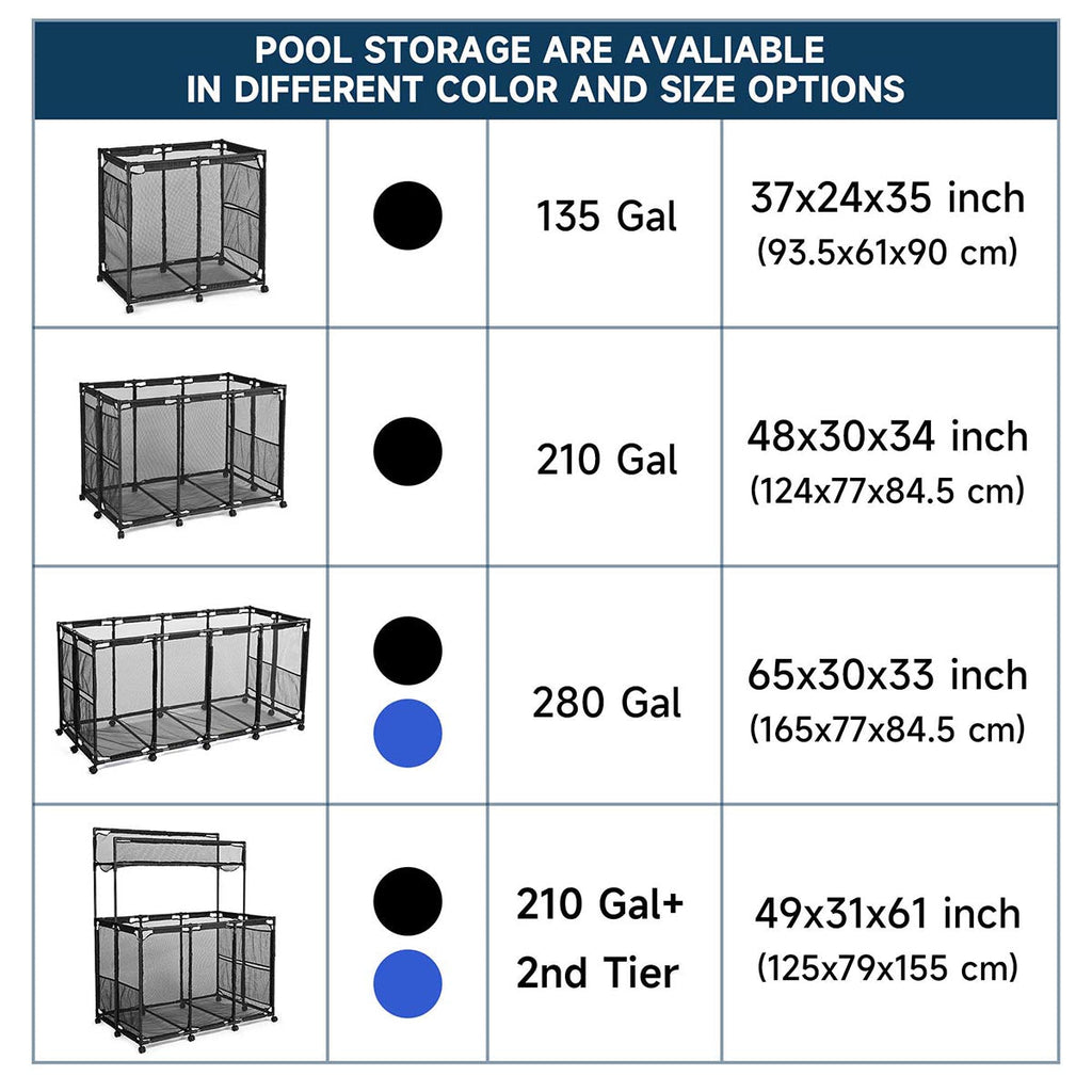 Yescom Pool Toy Storage Bin Mesh Rolling Cart - Steel