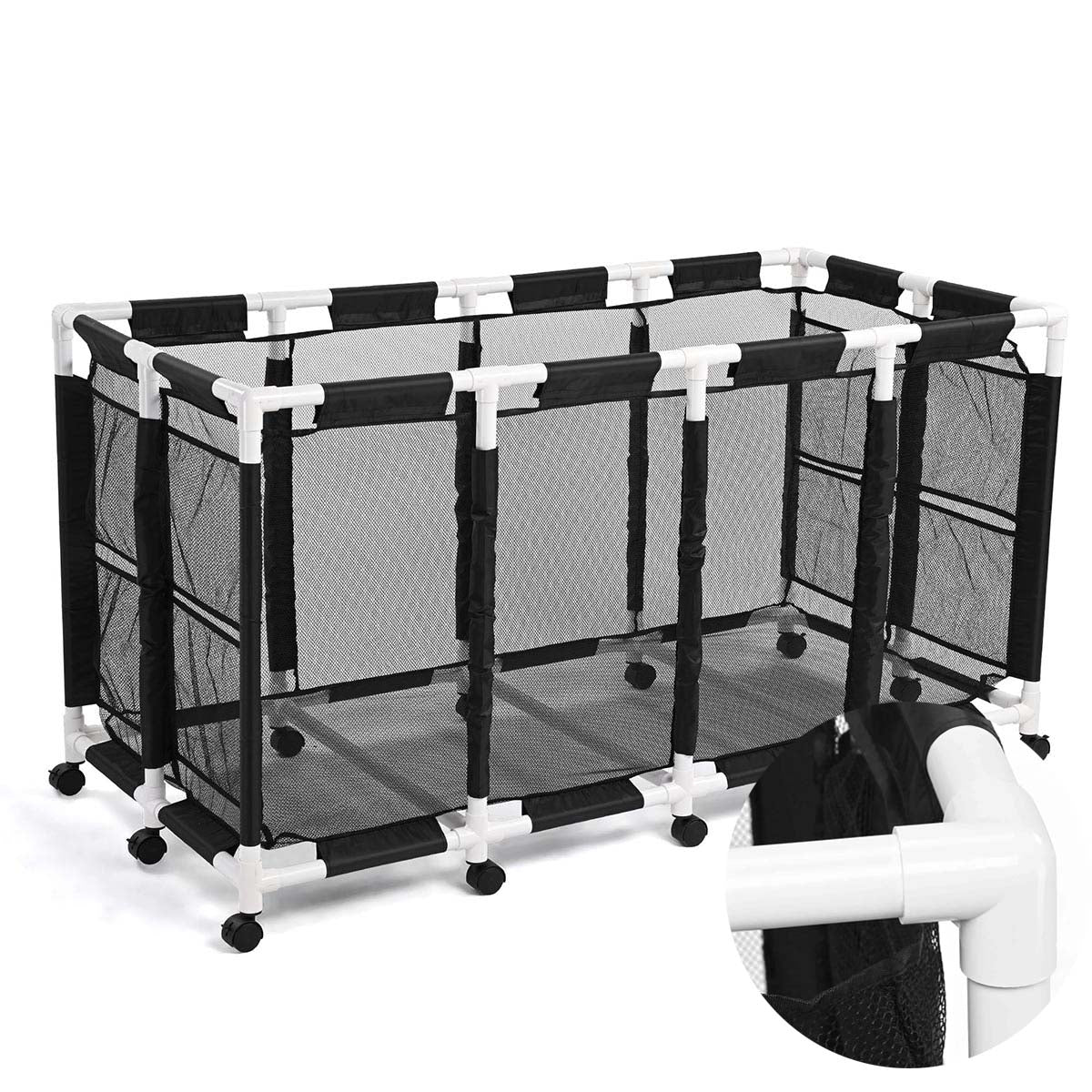 Yescom Stable PVC Pool Toy Storage Bin Mesh Rolling Cart