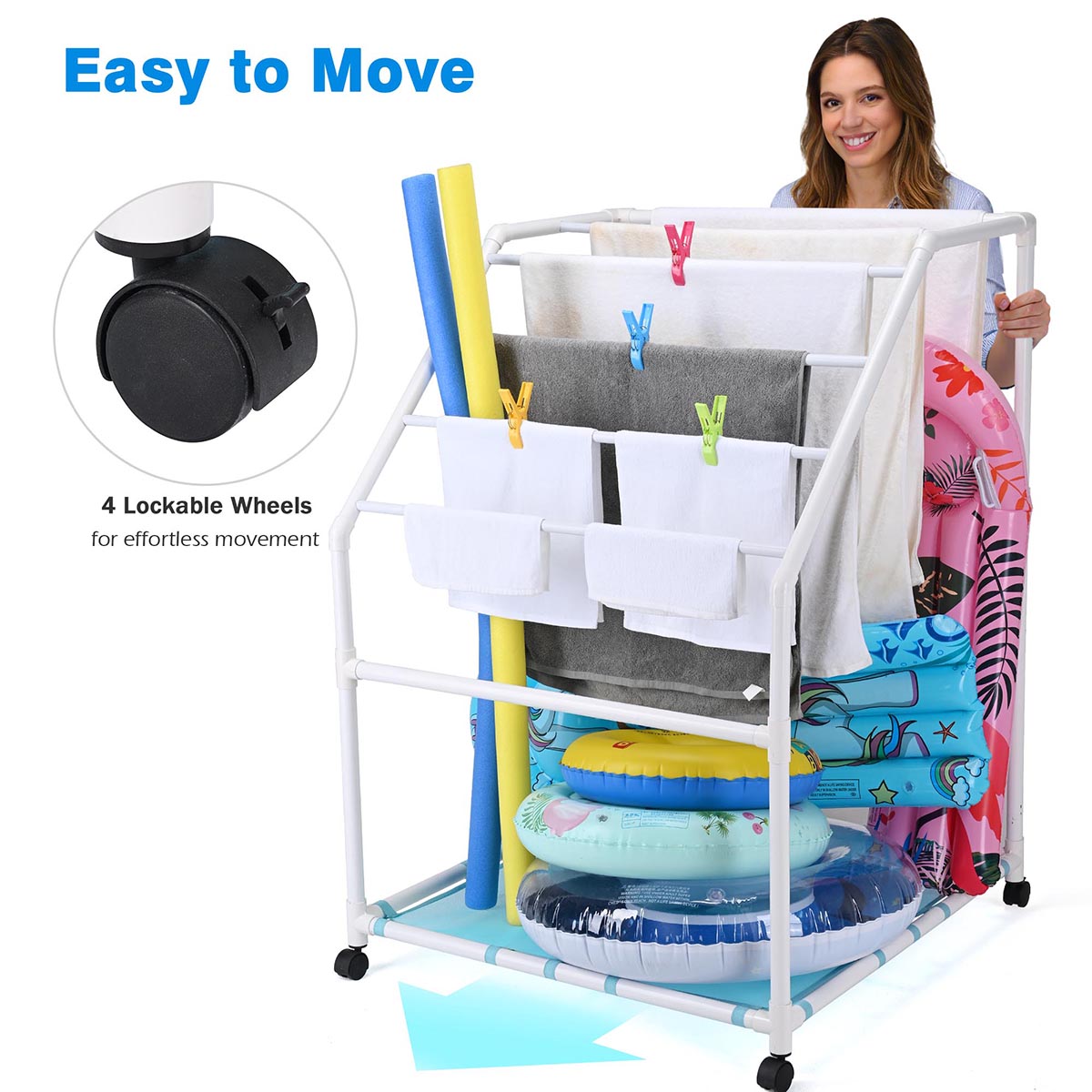 Yescom Pool Towel Rack Hot Tub PVC Drying Rack