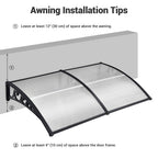 Yescom Door & Window Poly Awning Canopy 80"x40"