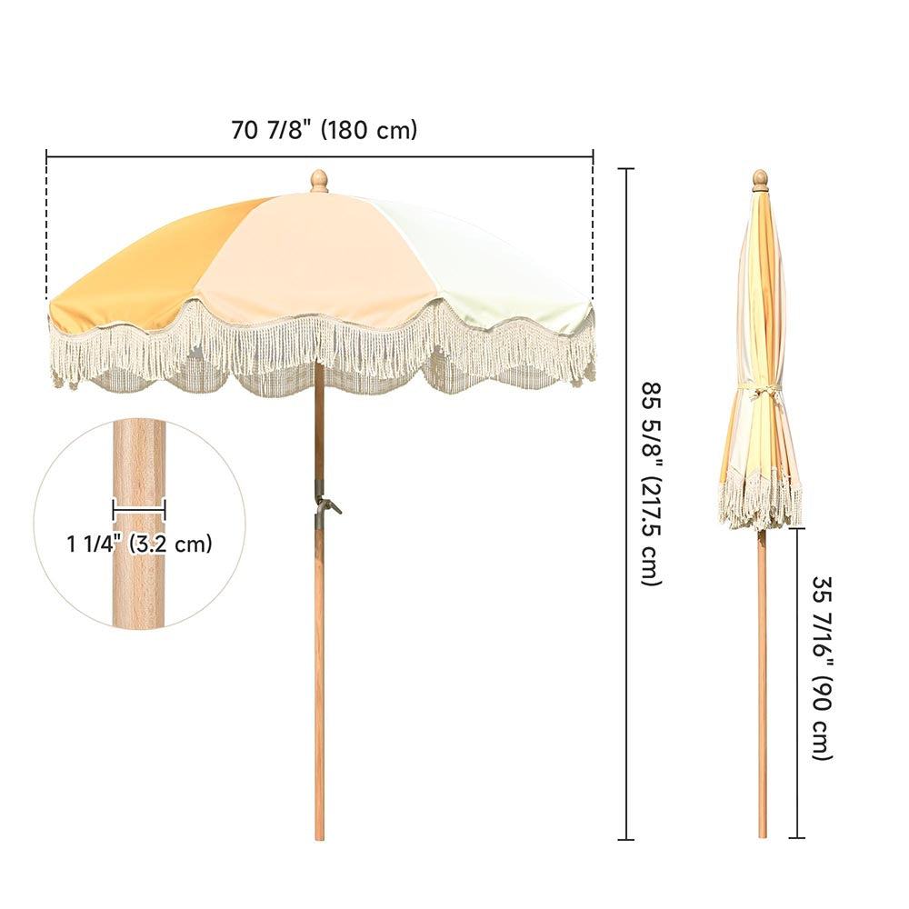 LAGarden Patio Outdoor Market Fringe Umbrella Tilt Palm Springs