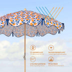 LAGarden 6ft Outdoor Patio Wood Market Umbrella Scalloped Edge 8-Rib