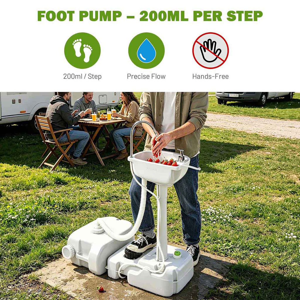 Yescom 4.5Gal Foot Pump Hand Washing Station 6.3Gal Waste Water Tank