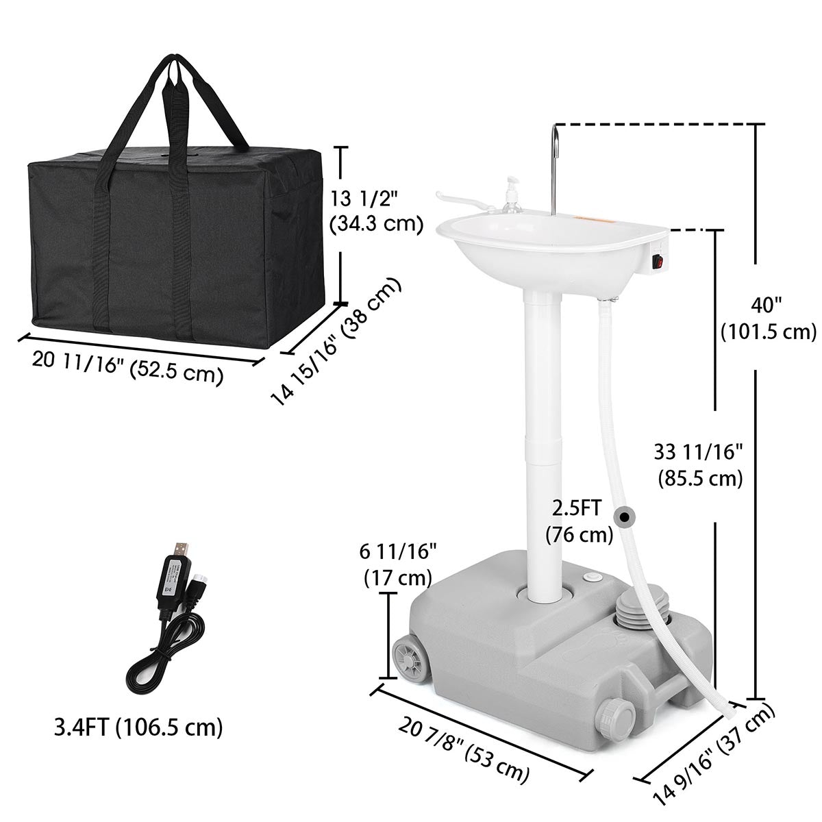 Yescom 5Gal Electric Hand Washing Station with Wheels & Handle