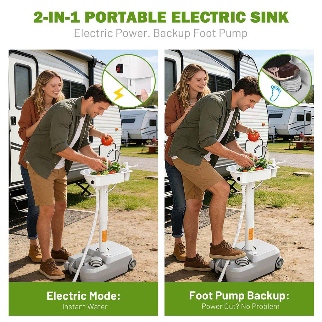 Yescom 5Gal Electric Hand Washing Station with Wheels & Handle