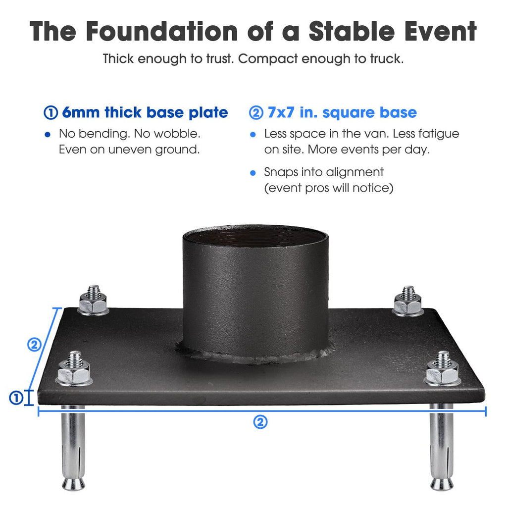 Yescom Shade Sail Posts (Pole, Base, D-Ring Clamp)