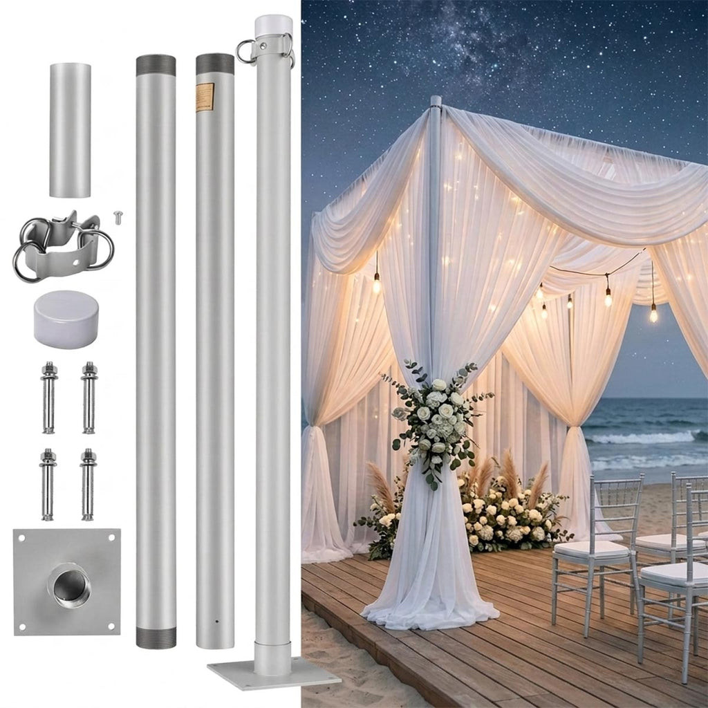 Yescom Shade Sail Posts (Pole, Base, D-Ring Clamp)