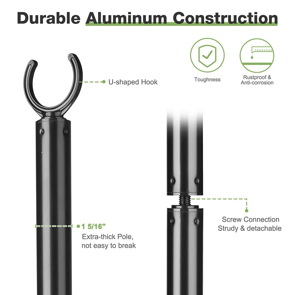 Yescom 10 ft Aluminum String Light Poles with Hook & Stakes 2ct/pk