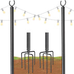 Yescom 10 ft Aluminum String Light Poles with Hook & Stakes 2ct/pk