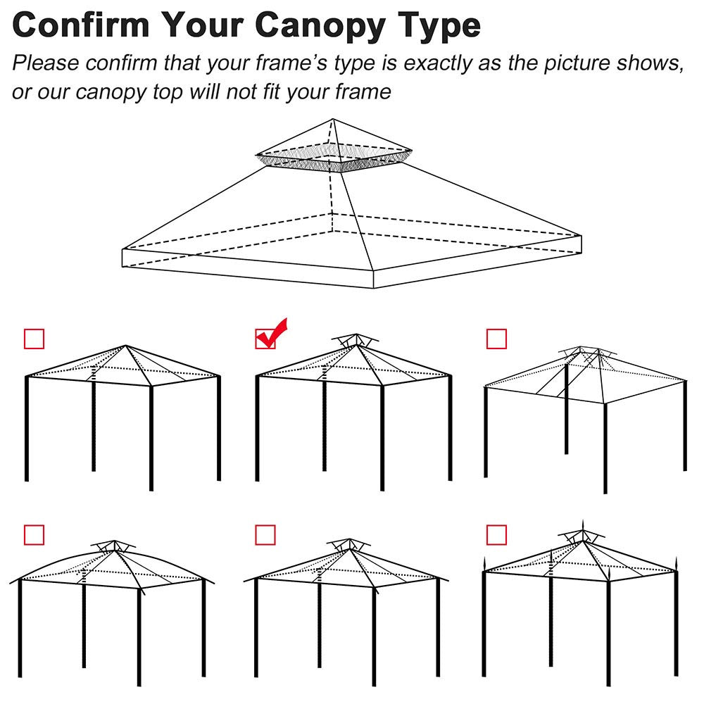 Yescom 8' x 8' Gazebo Canopy Replacement Top 2-Tier