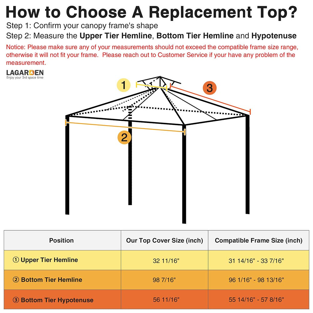 Yescom 8' x 8' Gazebo Canopy Replacement Top 2-Tier