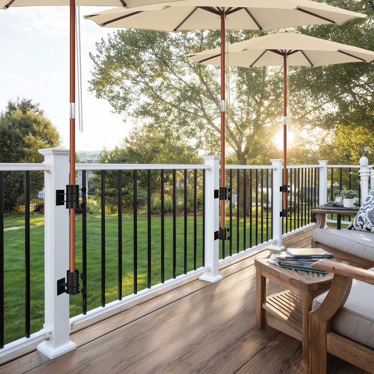 Yescom Patio Umbrella Mounting Brackets for Deck Railing (D2 5/16")