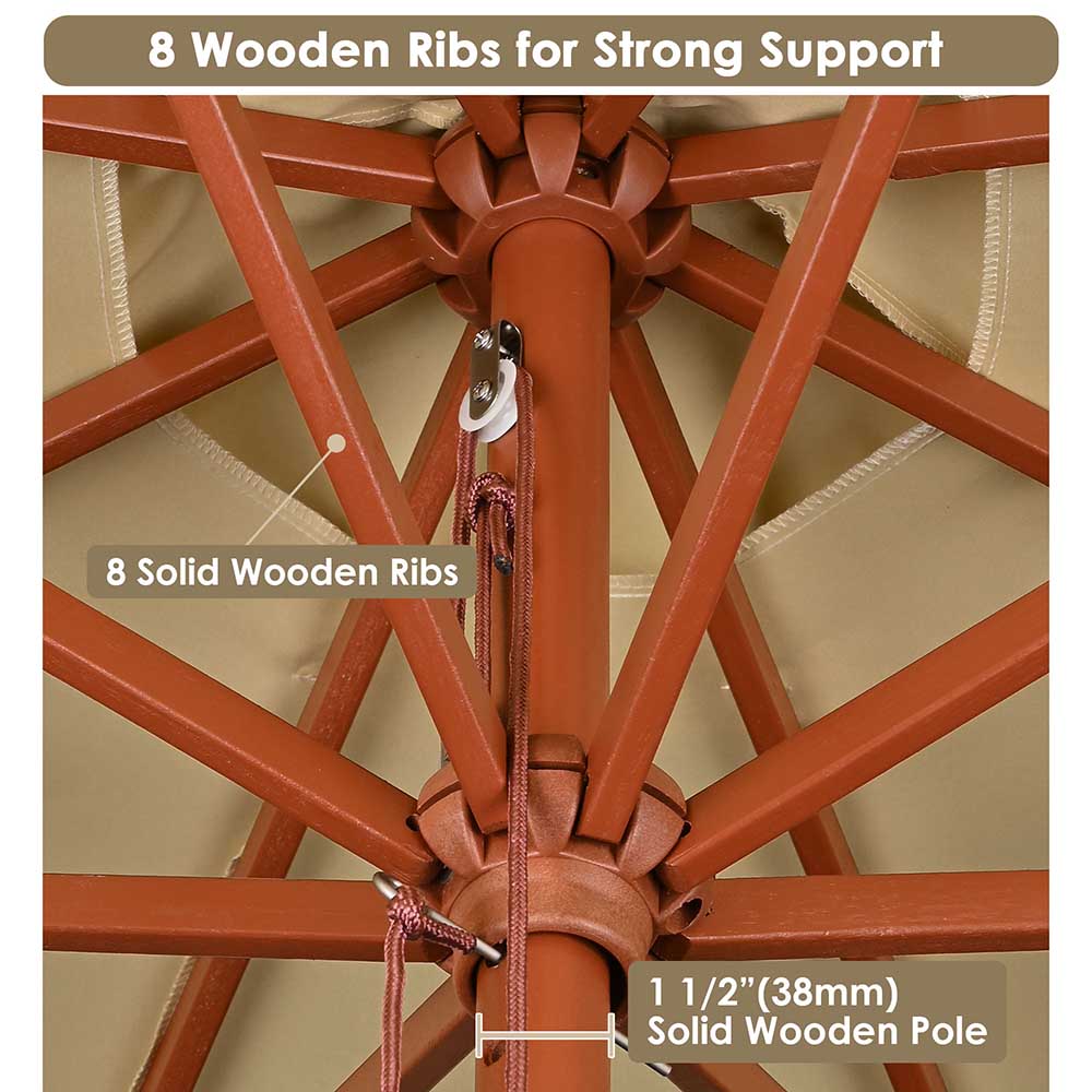 Yescom Custom Patio Umbrellas for Restaurant, Cafe - 9ft Wooden