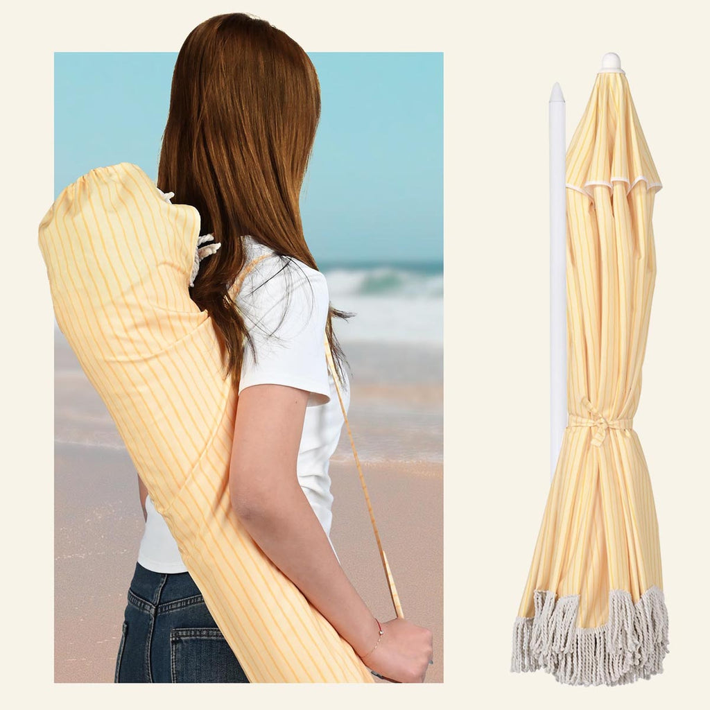 Yescom 6ft Fringe Patio Beach Umbrella with Corkscrew Anchor