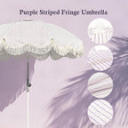Yescom 6ft Fringe Patio Beach Umbrella with Corkscrew Anchor