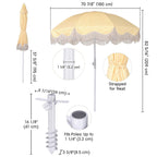 Yescom 6ft Fringe Patio Beach Umbrella with Corkscrew Anchor