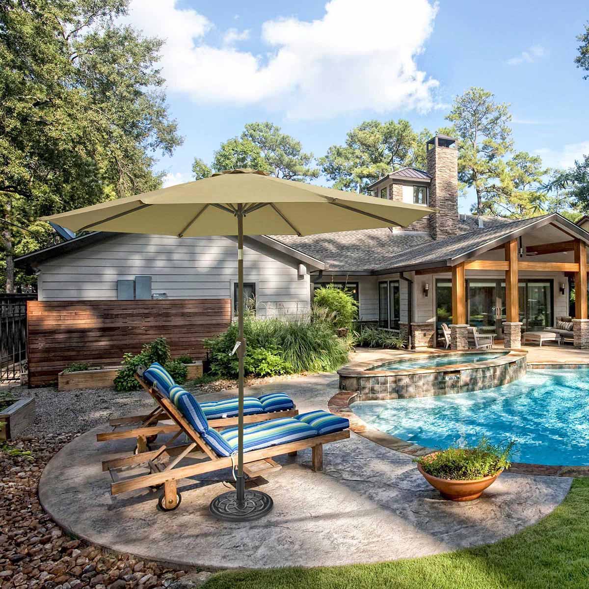 Yescom 9ft 8-Rib Patio Tilt Market Umbrella w/ 200gsm Canopy