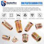 162Pcs Threaded Wood Inserts Kit - Carbon Steel Zinc Plated Furniture Nuts