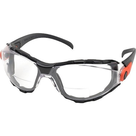 RX, Reader Safety Glasses, Anti-Fog & Anti-Scratch, Clear Lens, Black Frame, Frameless, Wraparound