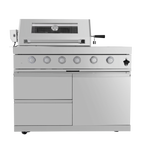 104" 4-Burner 72,000 BTU Silver Outdoor Kitchen Island Grill  with Storage Cabinets & Drawers