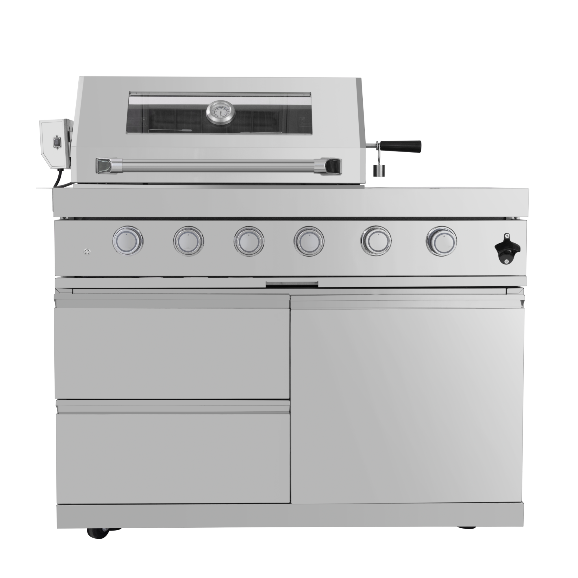 104" 4-Burner 72,000 BTU Silver Outdoor Kitchen Island Grill  with Storage Cabinets & Drawers