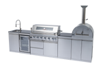 128" 120,000 BTU 6-Burner Outdoor Kitchen Island Grill with Pizza Oven