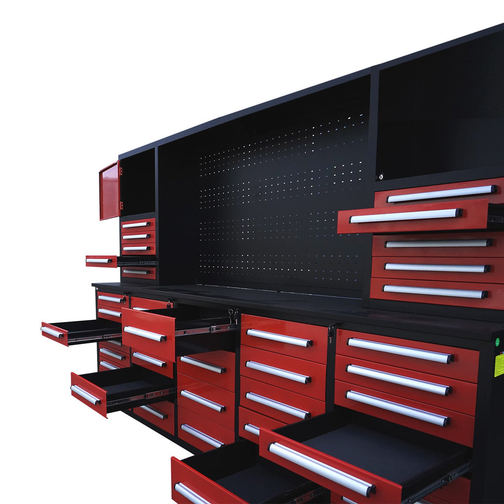 10ft Workbench Cabinet(40 Drawers, 2 Cabinets & 1 Pegboard)