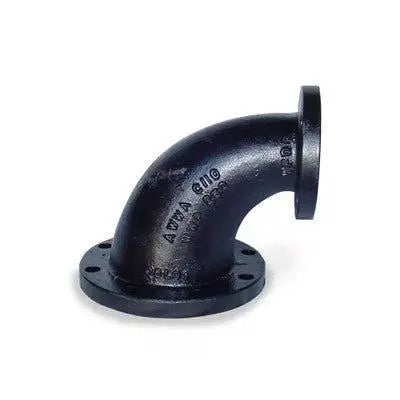 10" X 8" Black Cast Iron Flanged Reducing Elbow