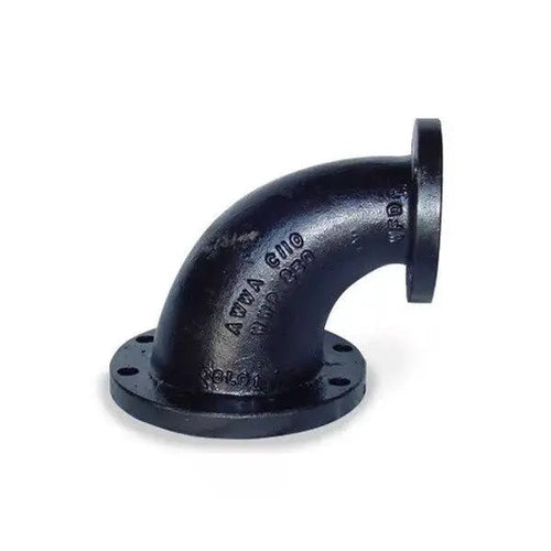 10" X 8" Black Cast Iron Flanged Reducing Elbow