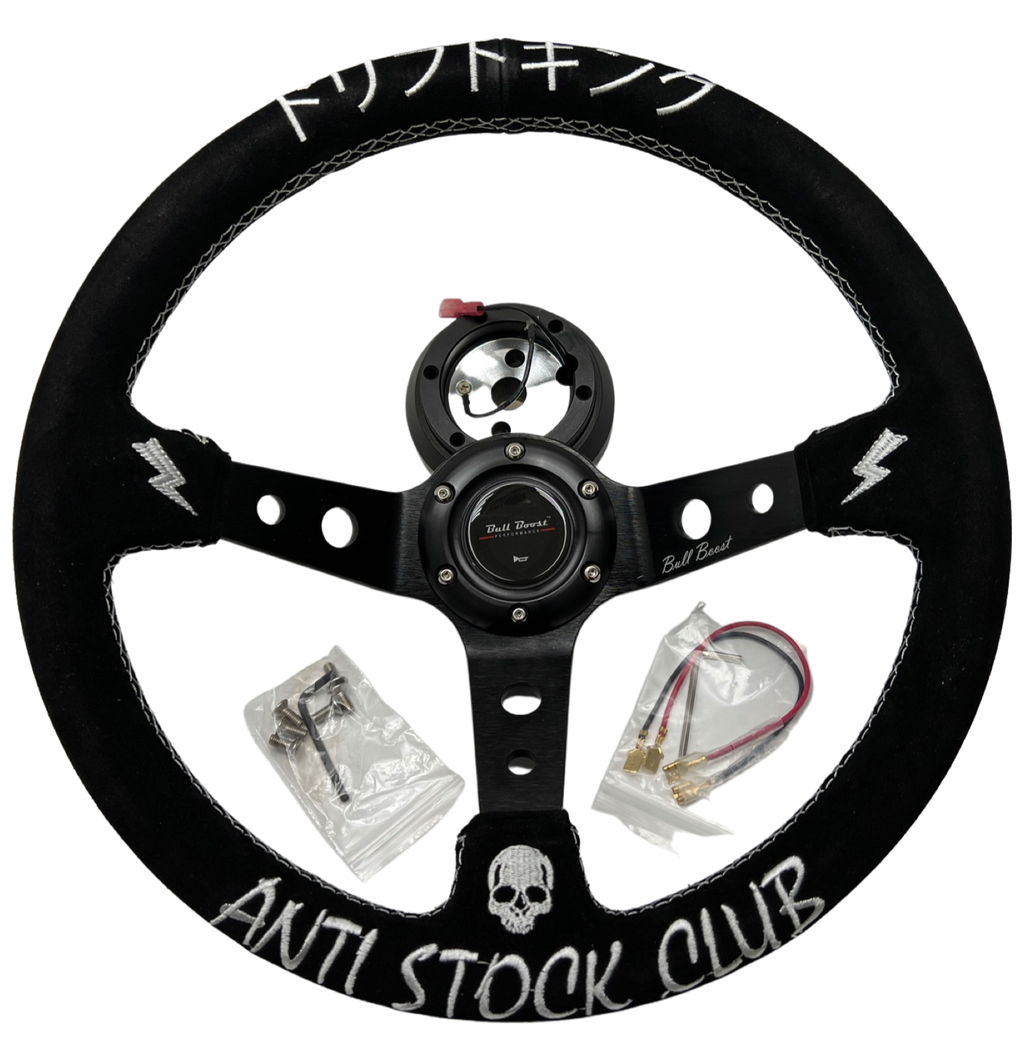 JDM Deep Dish Steering Wheel + Short Hub Adapter Kit For Honda Acura