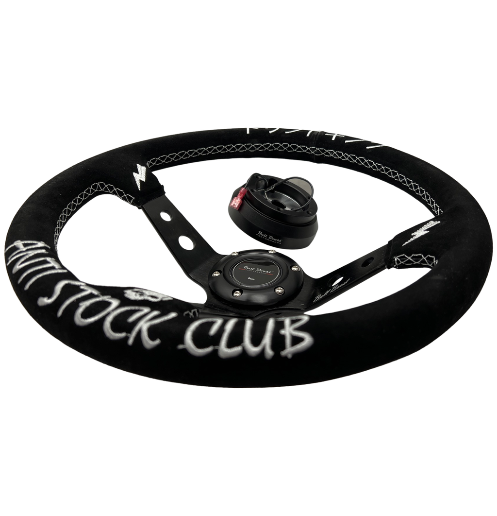 Suede Steering Wheel + Short Hub Adapter Kit For 02-07 Subaru Impreza WRX STI Legacy