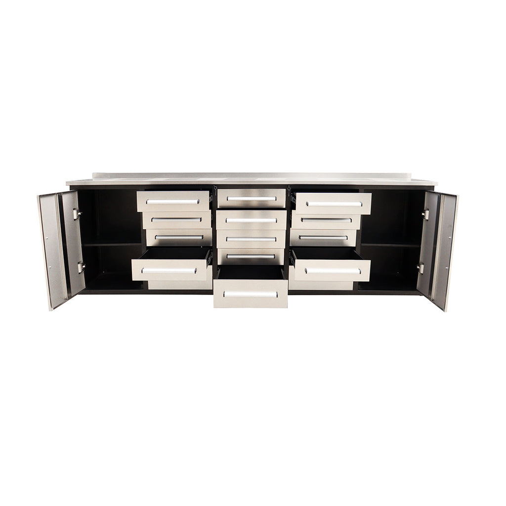 10ft Workbench Storage Cabinet with 15 Drawers & 2 Cabinets