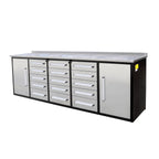 10ft Workbench Storage Cabinet with 15 Drawers & 2 Cabinets