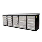 10ft 25-Drawer Storage Workbench with Wheels