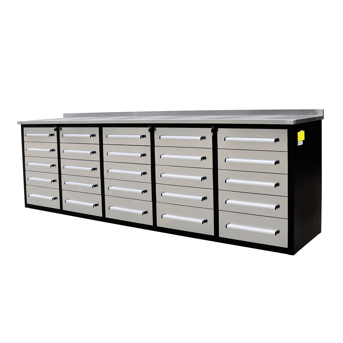 10ft 25-Drawer Storage Workbench with Wheels