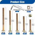 51Pcs M6 Beds Cot Flat Socket Furniture Bolts Screw, Barrel Nuts & Allen Key Kit